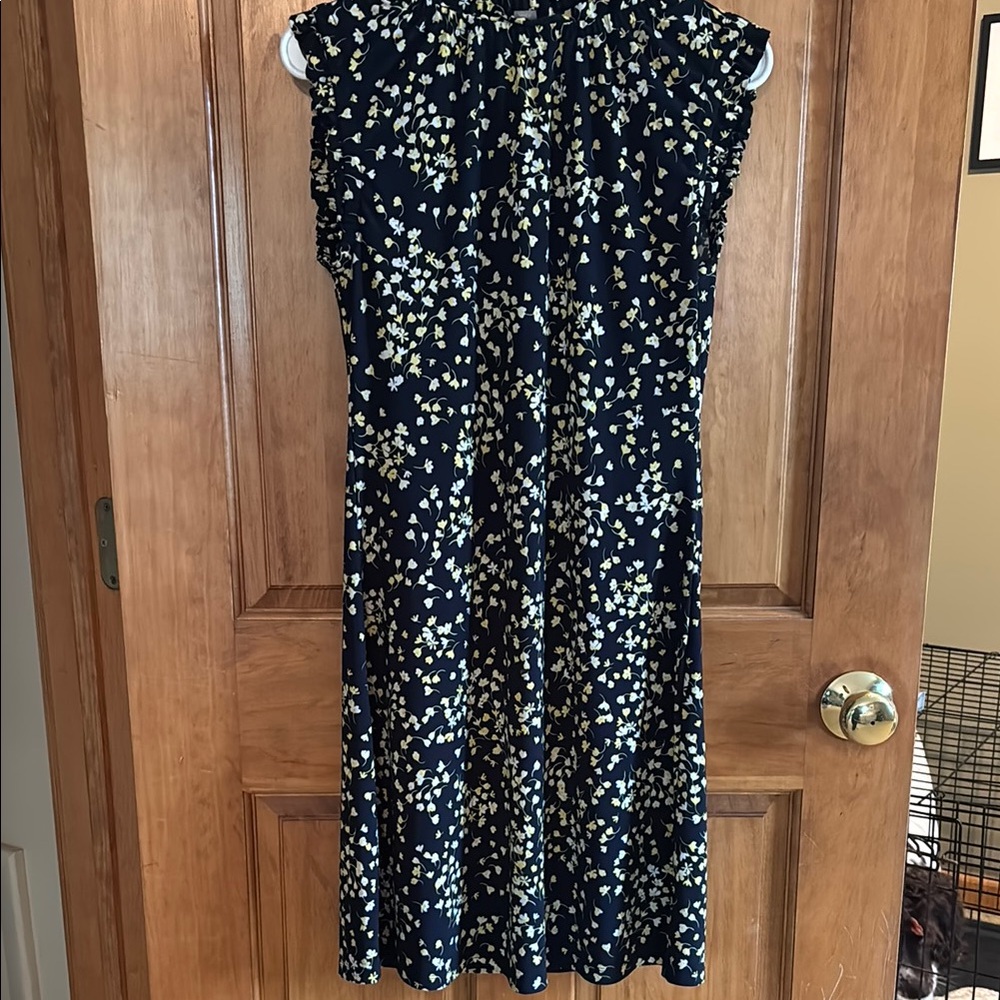 Tommy Hilfiger Navy and White Floral Midi Dress